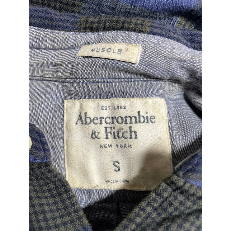 Abercrombie & Fitch Muscle Men's Blue Plaid Long Sleeve Button Down Shirt Top S
