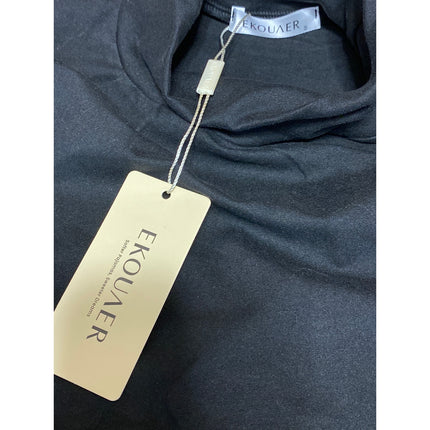 NEW Ekouaer Womens Black Mock Neck Long Sleeve Slim Casual T-Shirt Sweater Top S