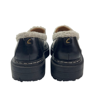 Circus By Sam Edelman Eileen Black Sherpa Slip On Chunky Platform Loafer Shoes 7