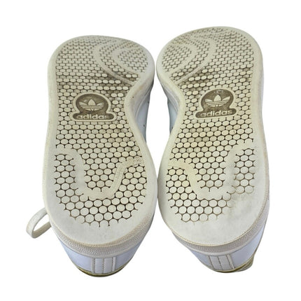 Adidas Stan Smith Women's White Gold Lace Up Tennis Leather Sneakers Shoes Sz 7
