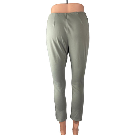 MNG Mango Women's Green Slit High Rise Cropped Skinny Trousers Pants Size M