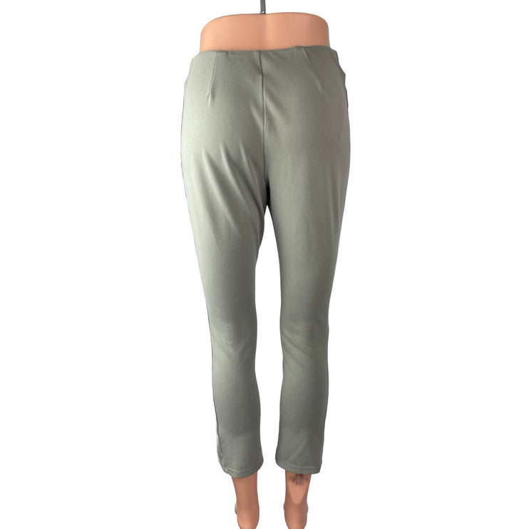 MNG Mango Women's Green Slit High Rise Cropped Skinny Trousers Pants Size M