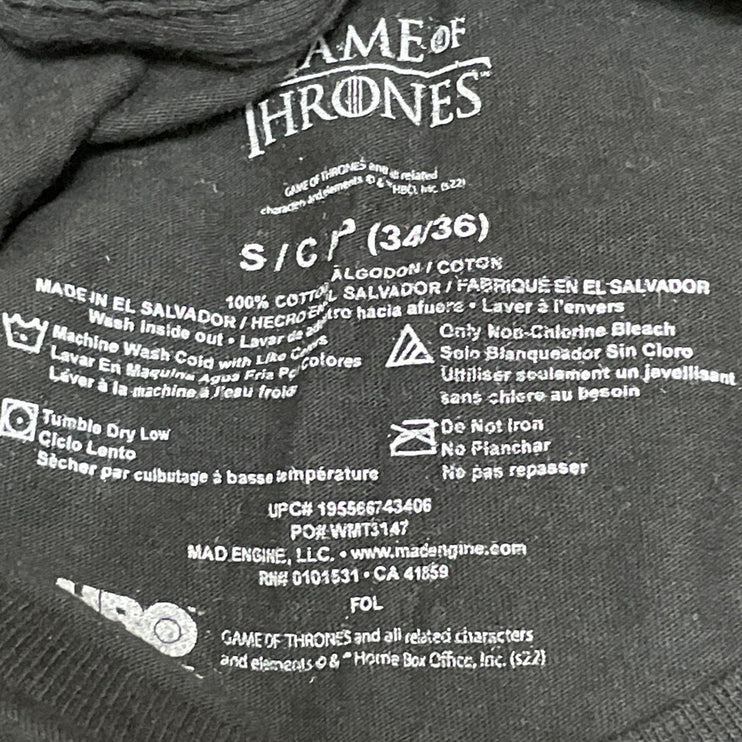 Game of Thrones House of the Dragon Black Short Sleeve Graphic Tee T-shirt Top S