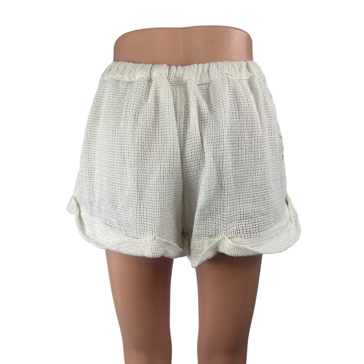 Out From Under White Waffle Knit Cuffed High Waist Casual Lounge Shorts Size S