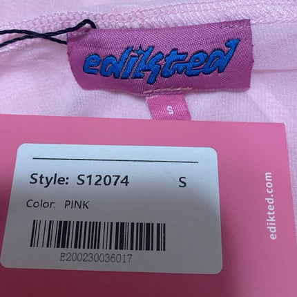 NEW Edikted Pink Ruffle Tie Front Long Sleeve Sheer Peplum Crop Coverup Top Sz S