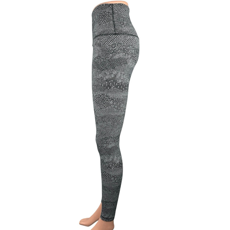 Lululemon Black White Printed Geometric Yoga Workout Athletic Leggings Size M