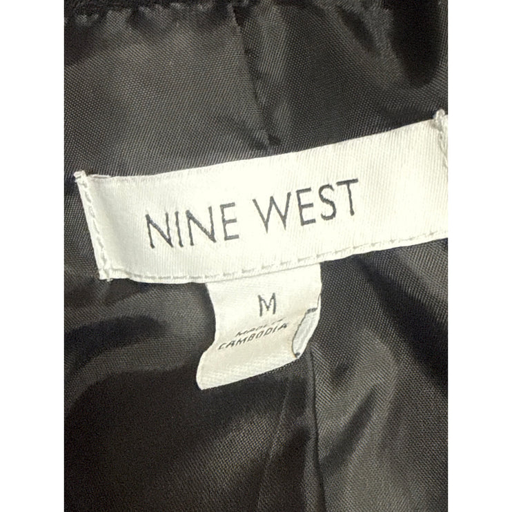 Nine West Women's Black Long Sleeve Double Breasted Blazer Coat Jacket Size M