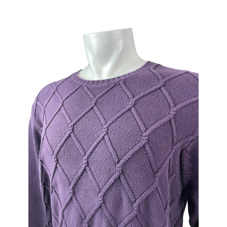 Izod Purple Diamond Cable Knit Long Sleeve Athletic Sweatshirt Sweater Top Sz XL