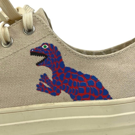 Paul Smith Dino Kids White Cream Canvas Low Top Lace Up Sneakers Shoes Size 6
