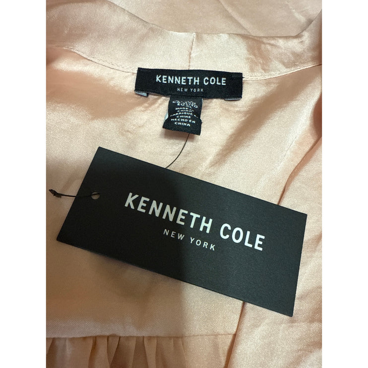 NEW Kenneth Cole Coral Silk Satin Long Sleeve V Neck Shirt Blouse Top Size XL