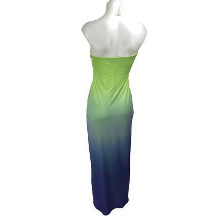 Princess Polly Green Blue Ombre Mesh Strapless Maxi Bodycon Tube Gown Dress Sz 6