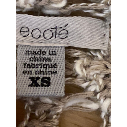 Ecote Women's Beige Crochet Open Knit Long Sleeve Cropped Sweater Top Size XS