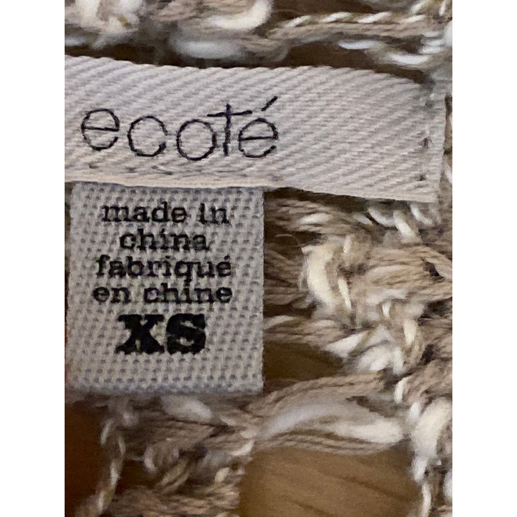 Ecote Women's Beige Crochet Open Knit Long Sleeve Cropped Sweater Top Size XS