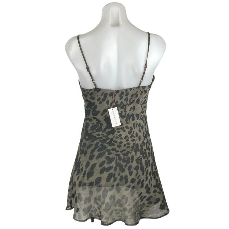 NEW Topshop Multicolor Leopard Animal Print Sleeveless Cami Mini A-line Dress 2
