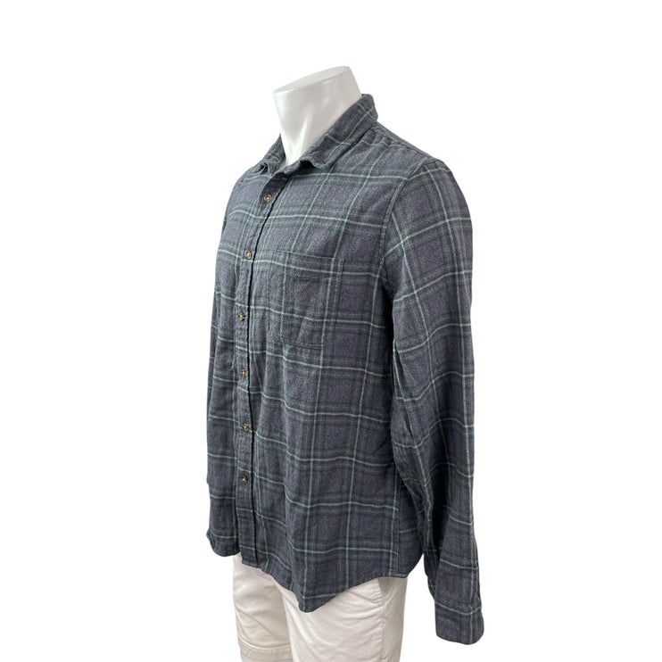 14th & Union Men's Gray Plaid Long Sleeve Chest Pocket Button Down Shirt Top XL