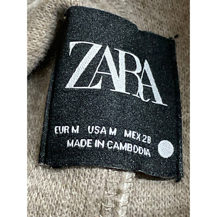 Zara Women's Beige Collared Long Sleeve Button Down Shirt Shacket Coat Jacket M
