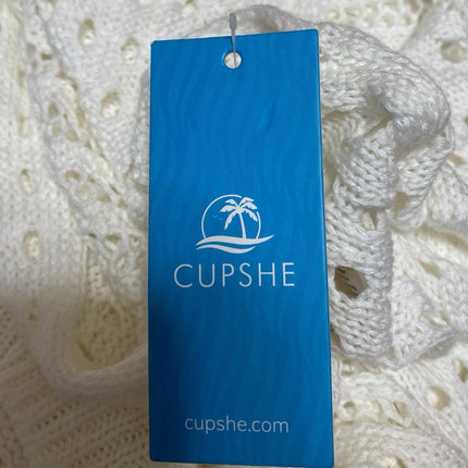 NWT Cupshe White Crochet Open Knit Sleeveless Midi Tank Coverup Sweater Dress S