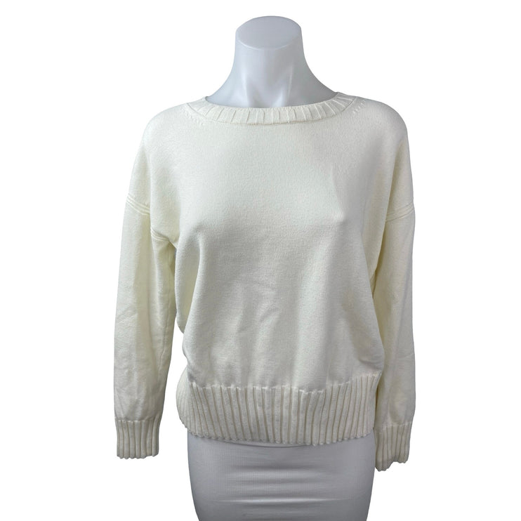 Banana Republic Women's White Crew Neck Long Sleeve Sweatshirt Sweater Top Sz M