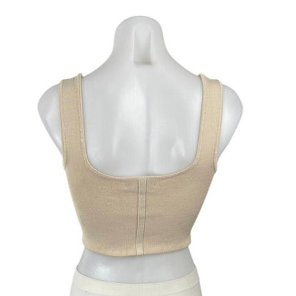 House of Harlow 1960 Beige Knit Sleeveless Square Neck Crop Corset Tank Top XS
