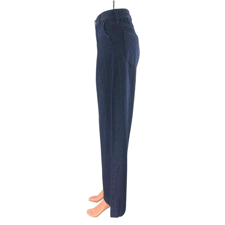 Banana Republic Womens Navy Blue High Rise Wide Leg Baggy Trousers Pants Size 24