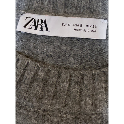 Zara Women's Gray Long Sleeve Crew Neck Knit Sweatshirt Sweater Top Size S