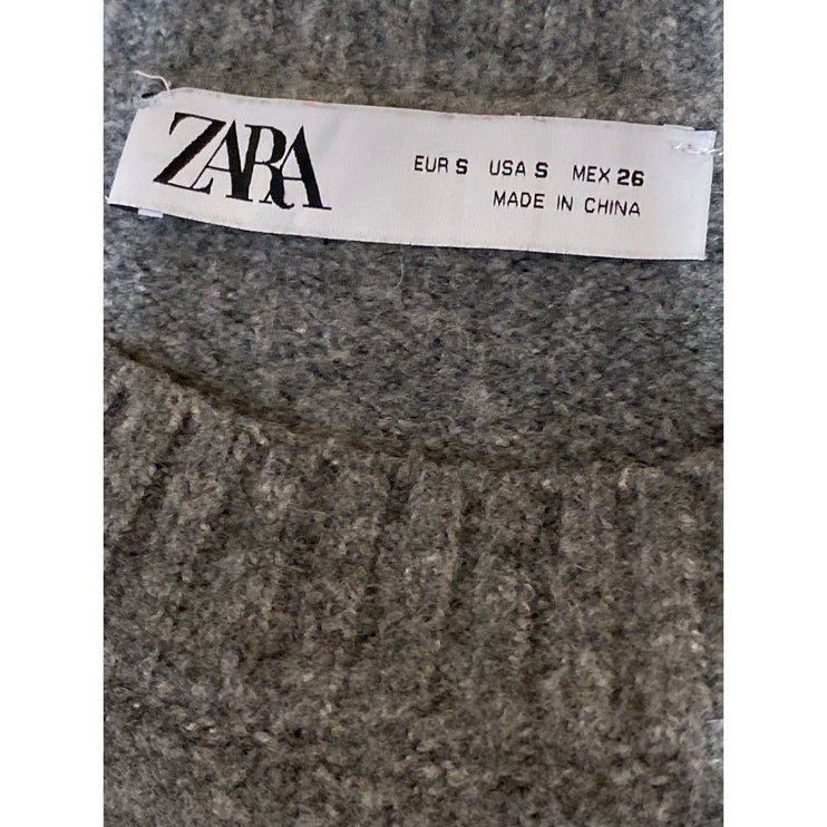 Zara Women's Gray Long Sleeve Crew Neck Knit Sweatshirt Sweater Top Size S