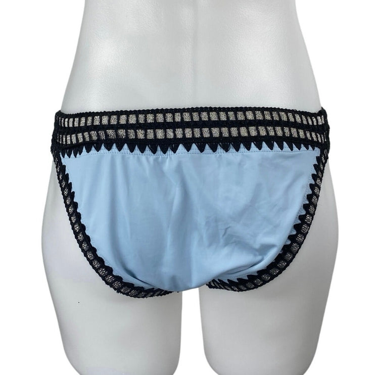 Bar III Be Weave It  Blue Silver Metallic Swimsuit Swimwear Bikini Bottom Size S