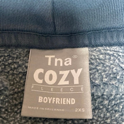 Aritzia TNA Cozy Blue Long Sleeve Hoodie Hooded Fleece Zip Crop Sweatshirt 2XS