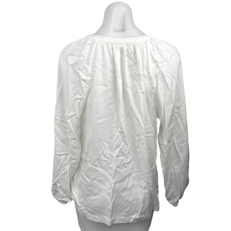 Old Navy White V Neck Long Sleeve Relaxed Fit Casual Pullover Blouse Top Size M