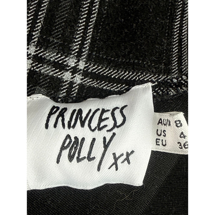 Princess Polly Black Plaid Tartan Flannel Zip High Waist A Line Mini Skirt Sz 4
