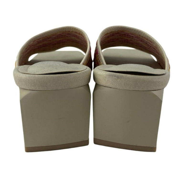 Vivaia Juliet Pink Crochet Knit Square Toe Block Heel Comfort Slides Sandals 8