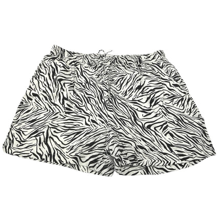 Cynthia Rowley Black White Linen Zebra Animal Print Drawstring Shorts Size 2X