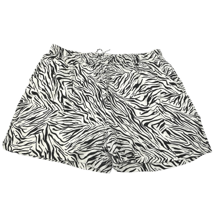 Cynthia Rowley Black White Linen Zebra Animal Print Drawstring Shorts Size 2X