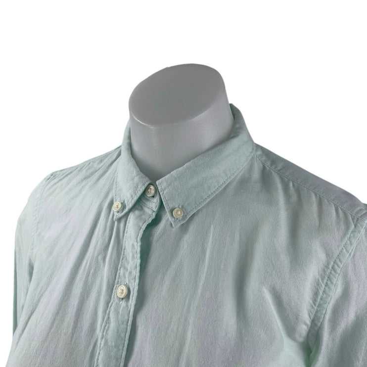 Gap The Fitted Boyfriend Women's Mint Green Long Sleeve Button Down Shirt Top XS