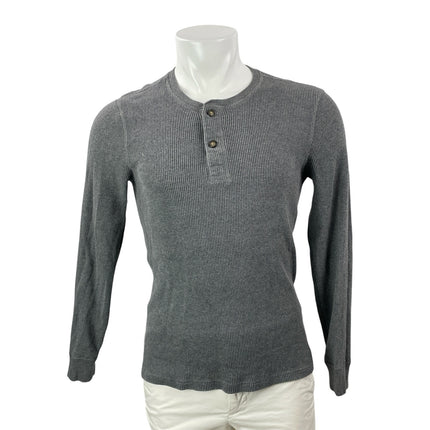J. Crew Mens Heather Gray Long Sleeves Waffle Knit Henley Pullover Sweater Top M