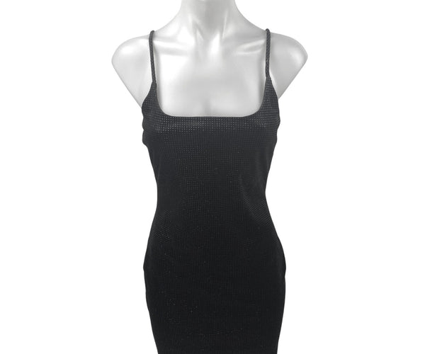 Windsor Black Velvet Velour Sleeveless Cami Square Neck Mini Bodycon Dress Sz S