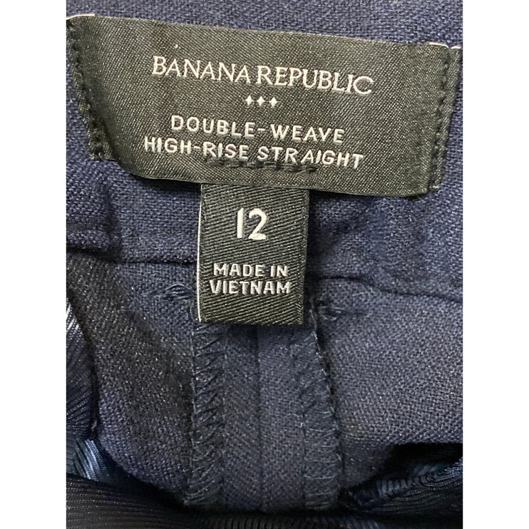 Banana Republic Womens Navy Blue High Rise Straight Trousers Dress Pants Size 12