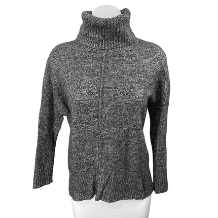 Aqua Gray 100% Cashmere Long Sleeve Turtleneck Foldover Knit Sweater Top Size S