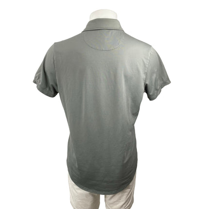 CUTS Men's Gray Curve-Hem Short Sleeve Golf Casual Cotton Polo Shirt Top Size L