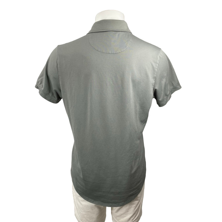 CUTS Men's Gray Curve-Hem Short Sleeve Golf Casual Cotton Polo Shirt Top Size L