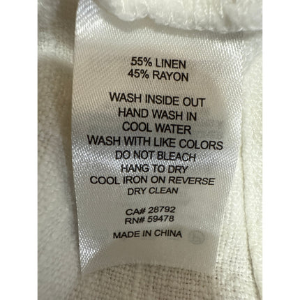 House Of Harlow 1960 Women's White Linen Short Puff Sleeve Crop Blouse Top Sz S