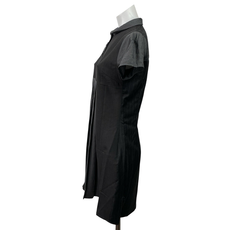 Nicolo Romano Women's Black Short Sleeve Collared Pleated Polo Mini Dress Size M