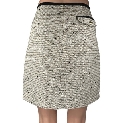 Banana Republic Ivory Black Metallic Shimmer Tweed Mini Straight Pencil Skirt 2