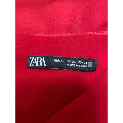 Zara Women's Red Chiffon Layered Sleeveless V Neck Sheer Blouse Tank Top Size XS