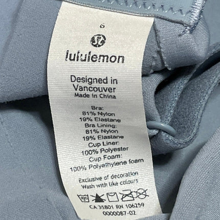 Lululemon Women's Blue Scoop Neck Yoga Athletic Sports Bra Crop Top Size 6 A/B