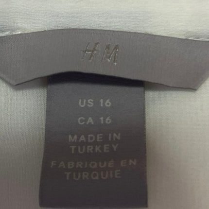 H&M White Sleeveless Ruffle Tie Neck Keyhole Lightweight Blouse Top Size 16