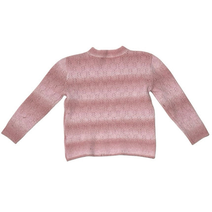 Cat & Jack Kids Girl Pink Striped Knitted Long Sleeve Crew Neck Sweater Top 6-7