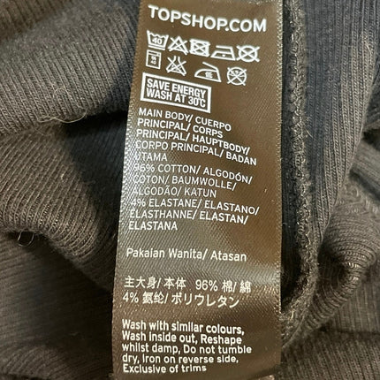 Topshop Women's Black Ribbed Knit Mock Neck Long Bell Sleeve Crop Top Size S