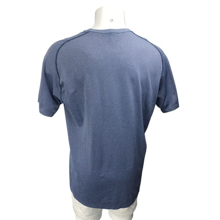 Lululemon Men's Blue Striped Short Sleeve Workout Athletic T Shirt Tee Top Sz M