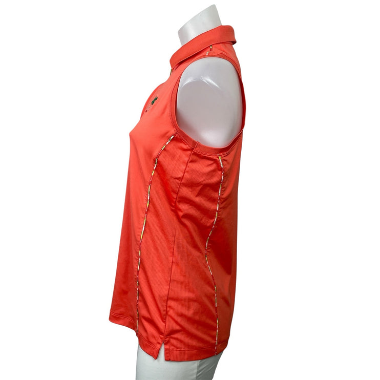 Peter Millar Women Coral Sleeveless 1/4 Zip Collared Tennis Athletic Tank Top M